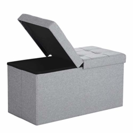 Faltbarer Sitzhocker mit Stauraum Sitzbank Truhe Aufbewahrungsbox PVC/Leinen 